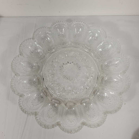 GLASS DEVILED EGG PLATE