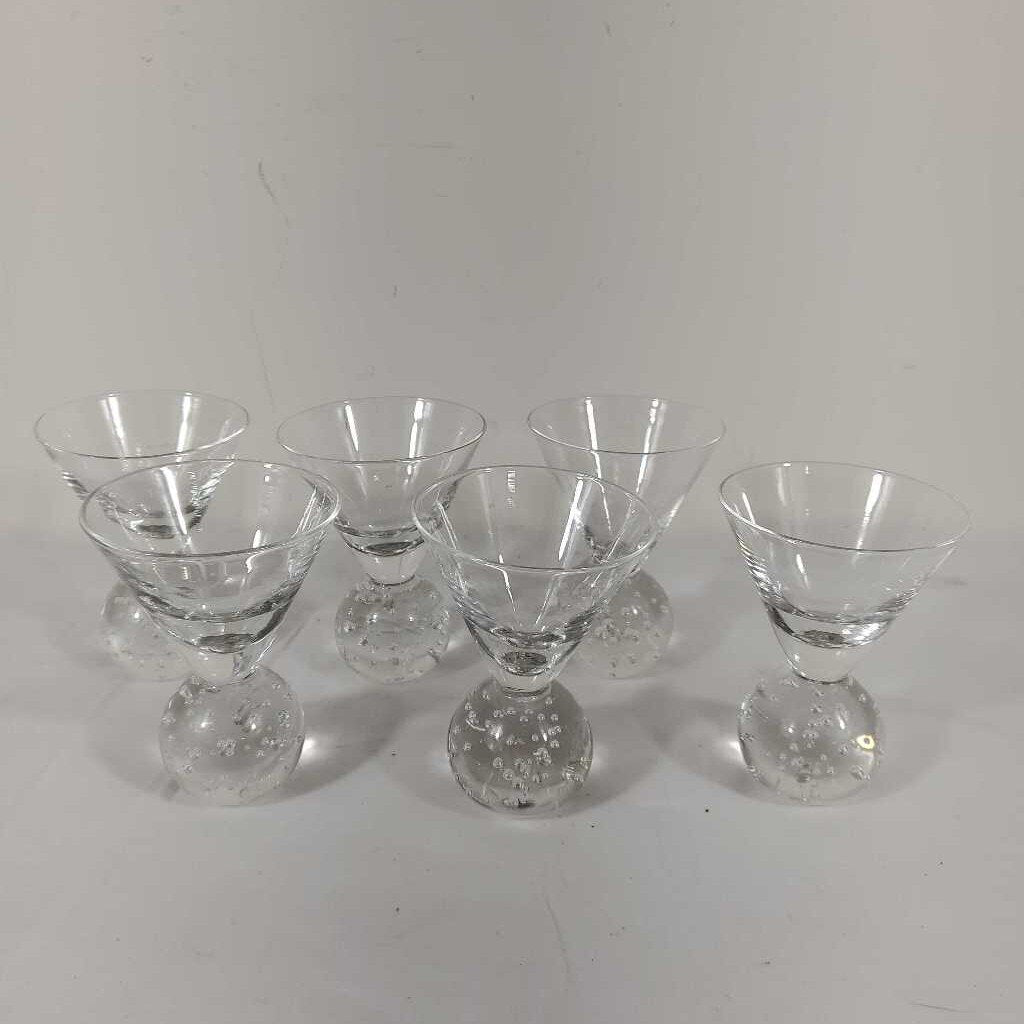 S/6 BUBBLE BASE MARTINI GLASSES