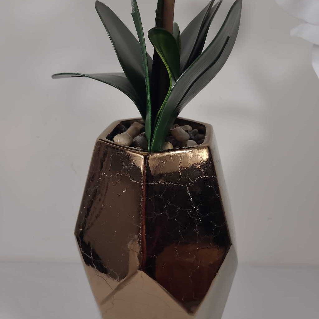 FAUX ORCHIDS IN COPPER POT