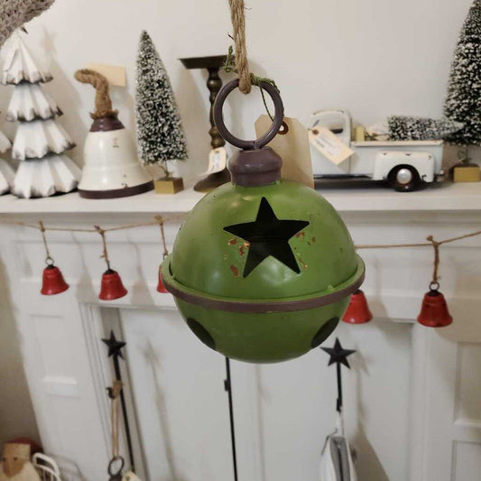 Vintage Green Metal Jingle Bell