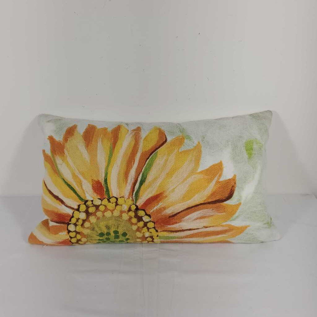 YELLOW FLOWER LUMBAR PILLOW