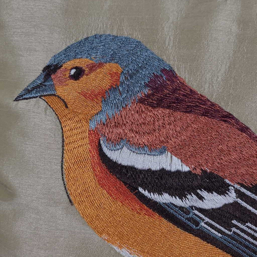 EMBROIDERED BIRD PILLOW