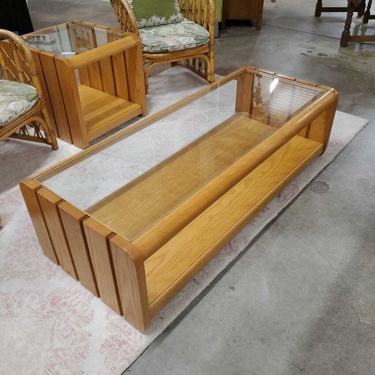 OAK & GLASS COFFEE TABLE