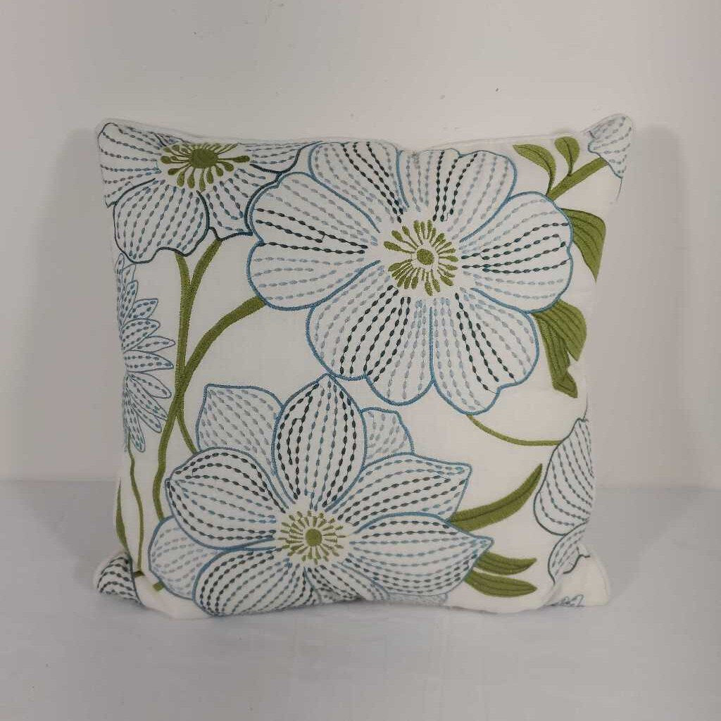 BLUE & GREEN FLOWER PILLOW