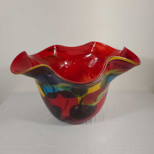 LG COLOURFUL BLOWN GLASS BOWL