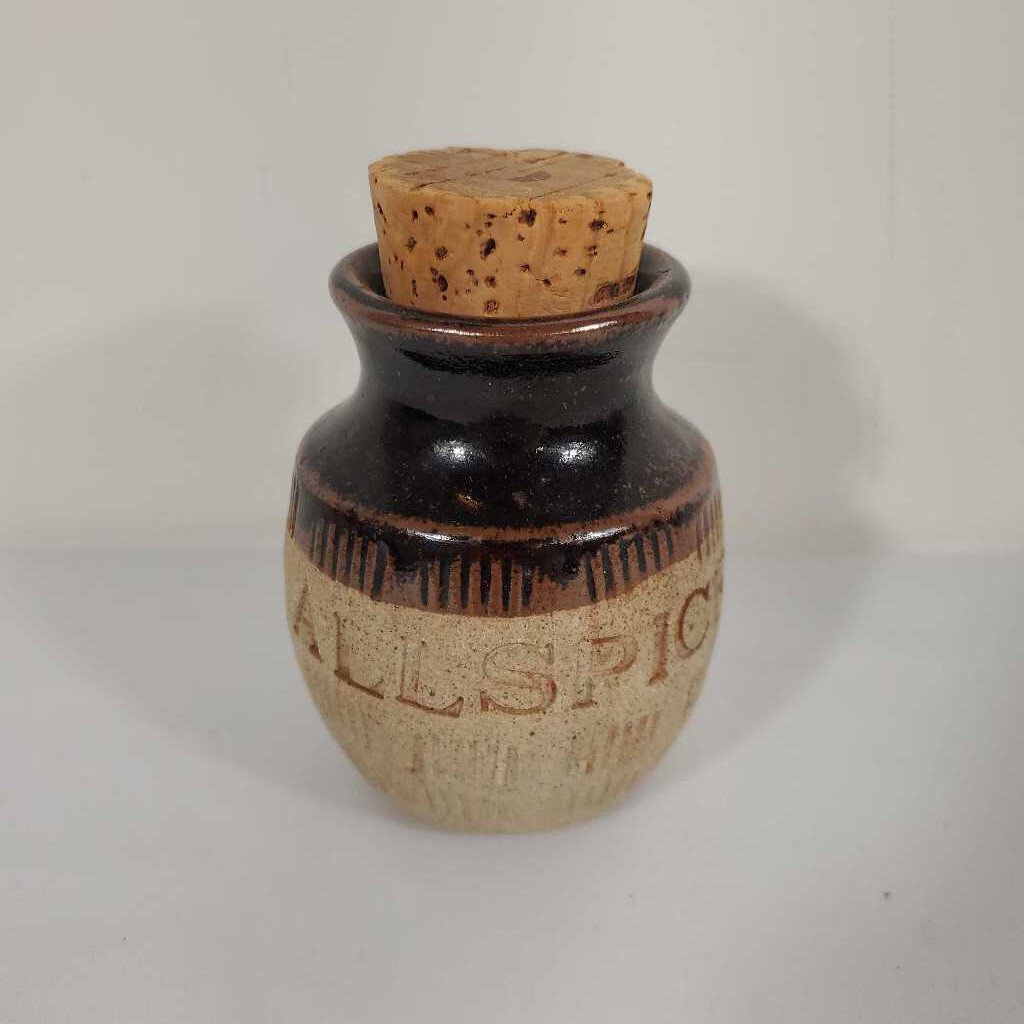 ALLSPICE POTTERY JAR W/CORK