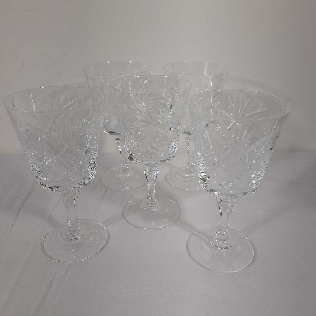 S/5 PINWHEEL WINE GLASSES