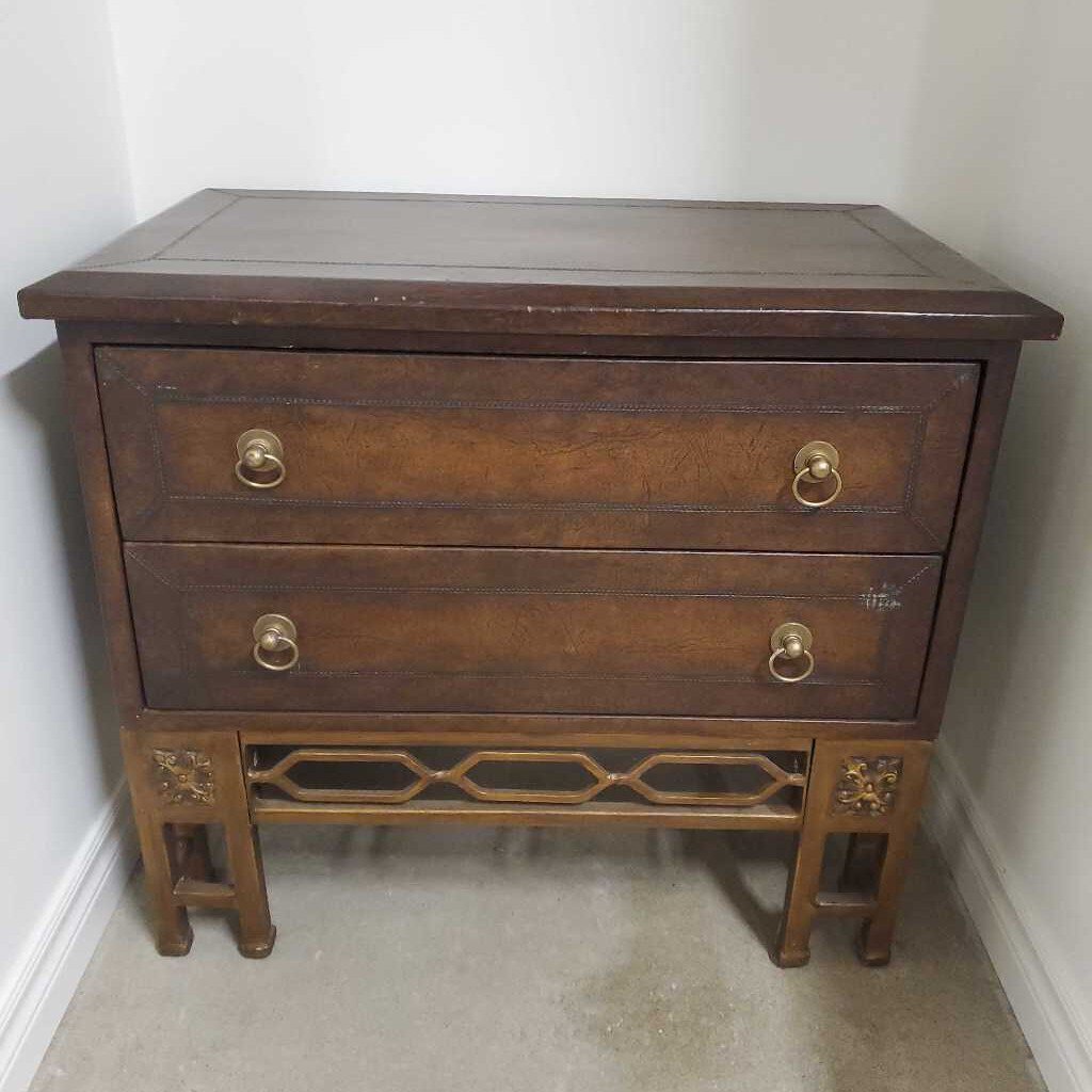 FAUX LEATHER 2 DRAWER CONSOLE