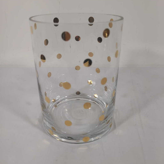 GLASS VASE W/GOLD DOTS