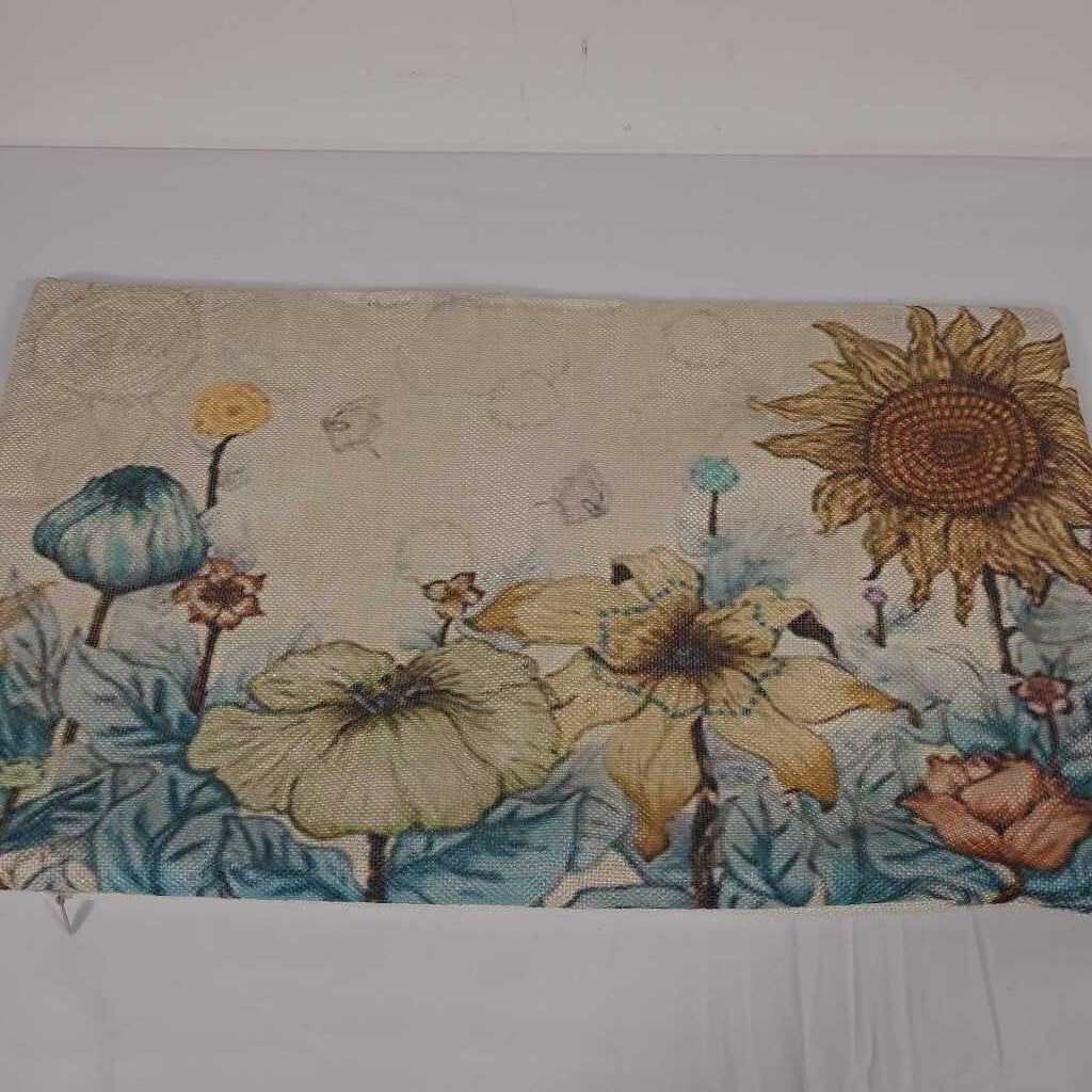 YELLOW/BLUE FLORAL PILLOW COVER