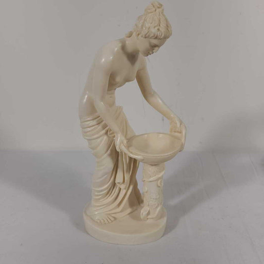 A. SANTINI ALABASTER WOMAN W/BASIN SCULPTURE