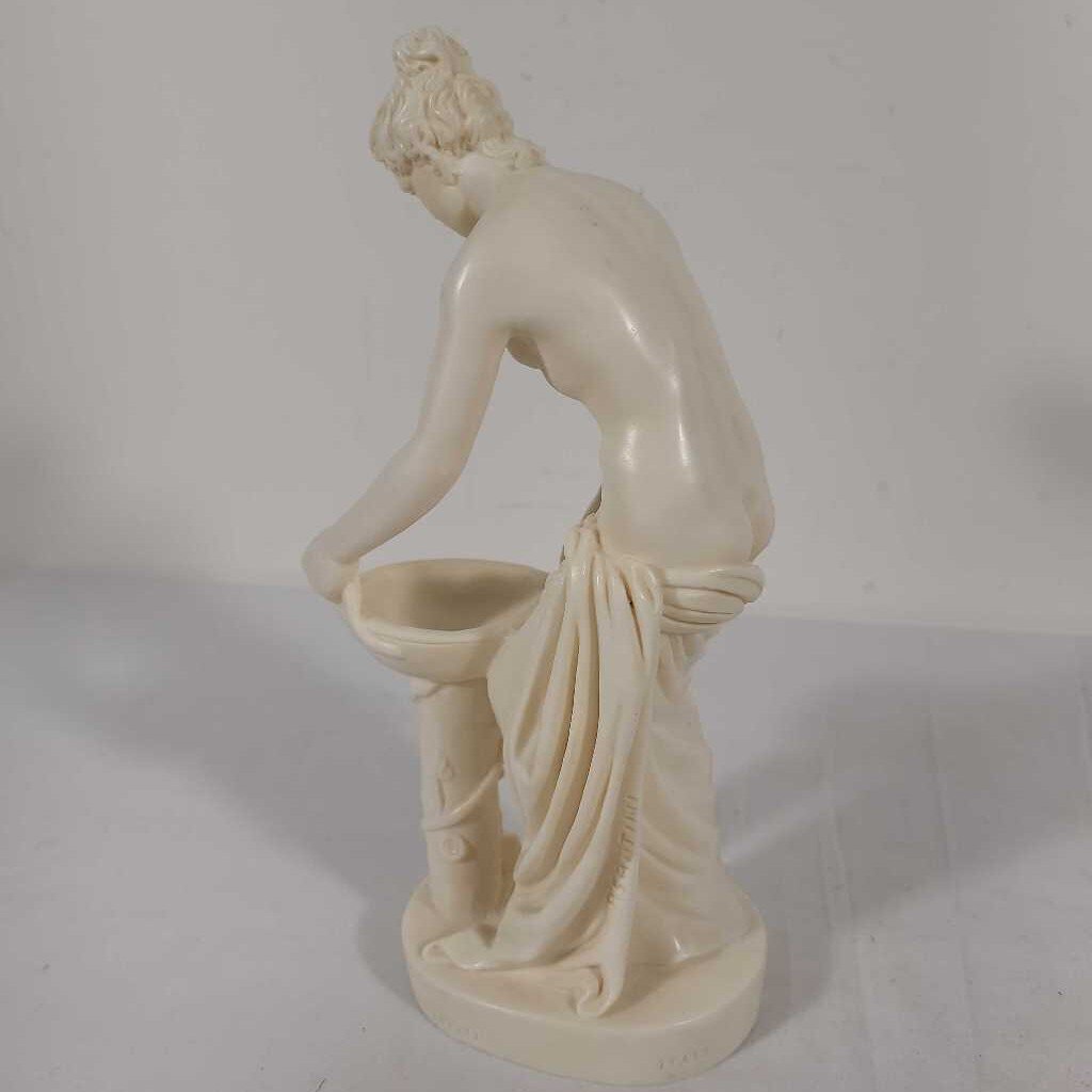 A. SANTINI ALABASTER WOMAN W/BASIN SCULPTURE