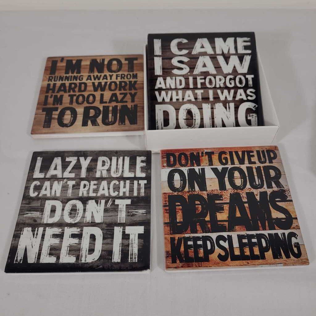 S/4 CORK BAXK LAZY COASTERS