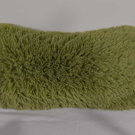 GREEN SHAGGY LUMBAR PILLOW