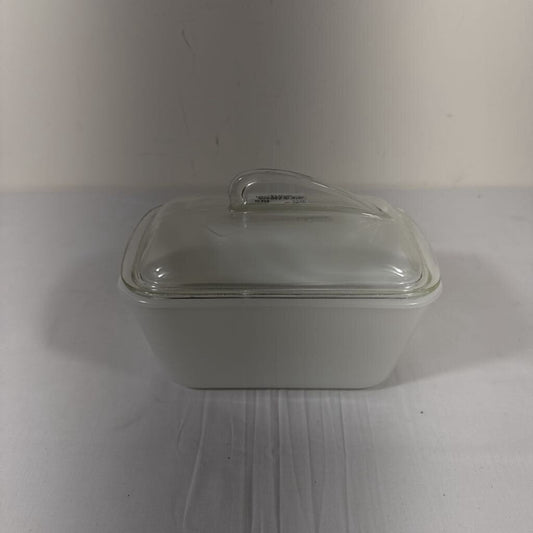 VTG GLASBAKE MILK GLASS DISH WITH LID