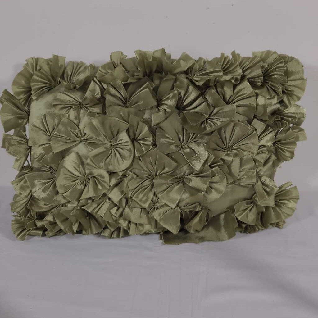 GREEN RUFFLE LUMBAR PILLOW