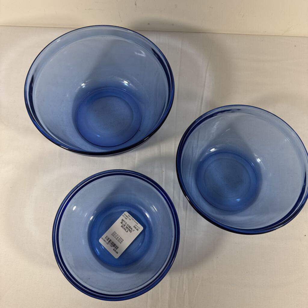 SET/3 COBALT BLUE MIXING BOWLS