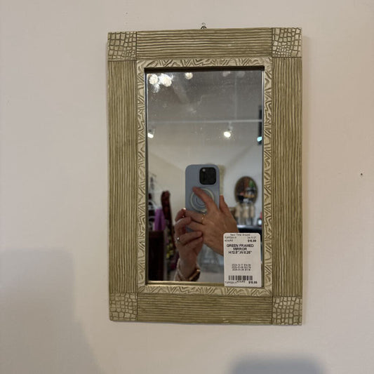 GREEN FRAMED MIRROR