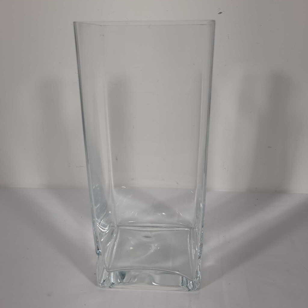 12" TALL SQUARE GLASS VASE