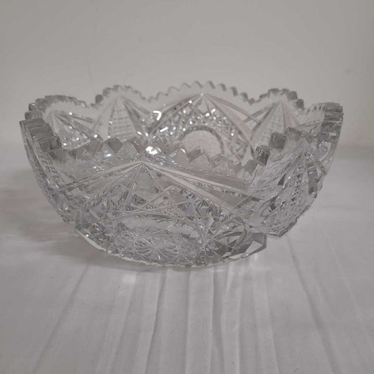 SAWTOOTH EDGE CUT GLASS BOWL