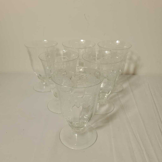 S/6 THISTLE ETCHED SORBET GLASSES