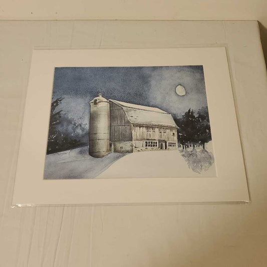 BARN AT NIGHT - WATER COLOUR PRINT