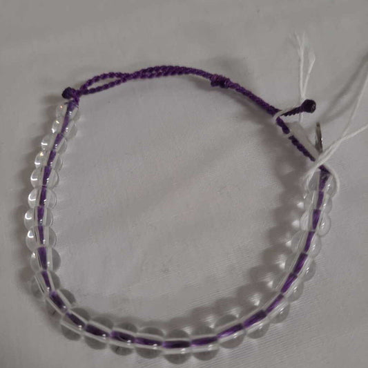 CLEAR BEAD BRACELET W/PURPLE STRING