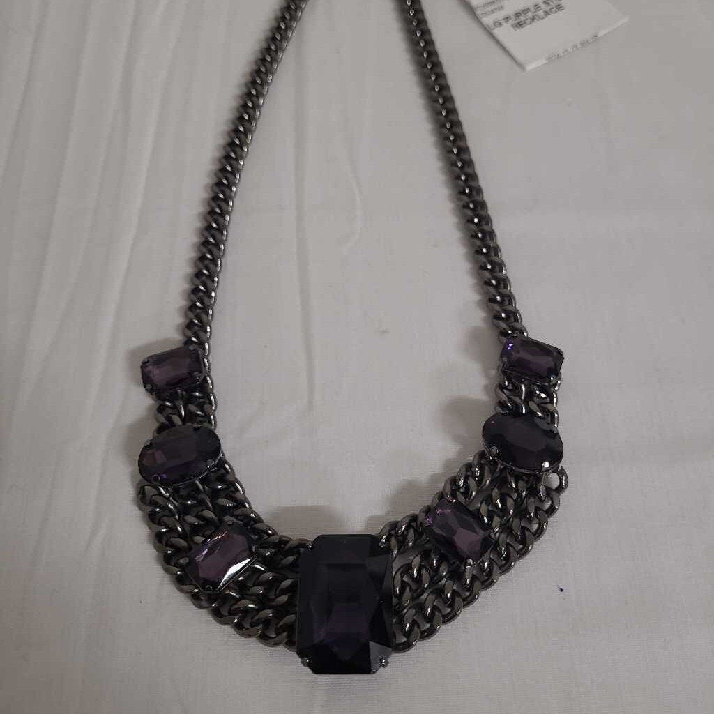 LG PURPLE STONE NECKLACE