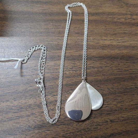 DOUBLE SILVER TEARDROP NECKLACE