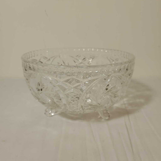 VTG 7" PINWHEEL CRYSTAL FOOTED BOWL