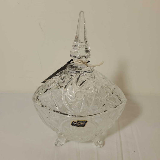 OVAL CRYSTAL COVERED CANDY DISH