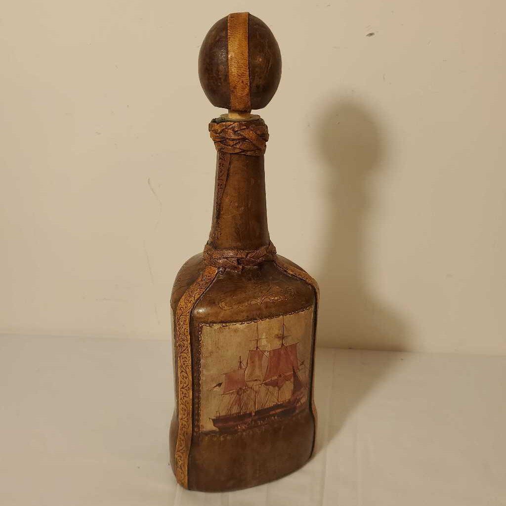 VTG ITALIAN LEATHER WRAPPED BOTTLE