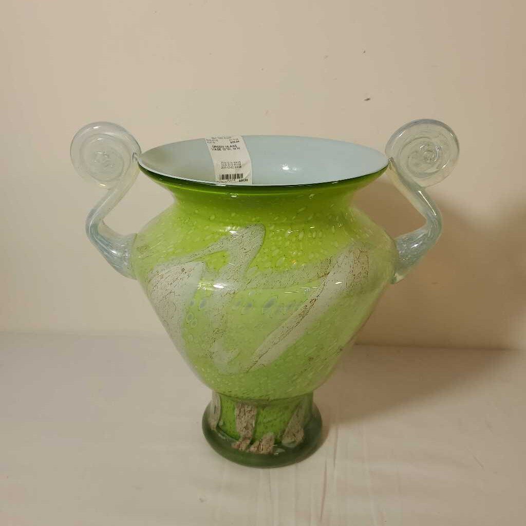 GREEN GLASS VASE