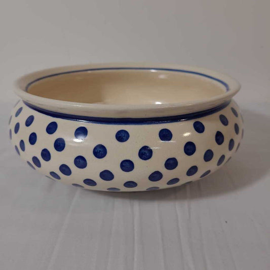 HAND MADE BLUE POLKA DOT BOWL