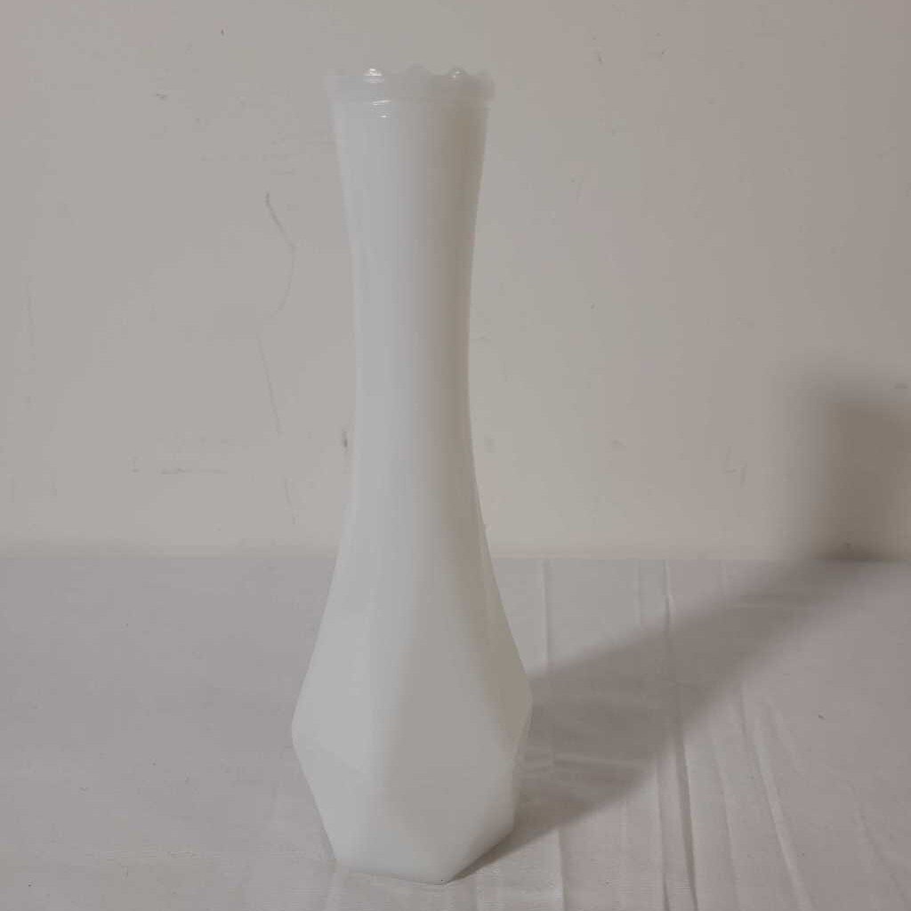 ANGULAR MILK GLASS VASE