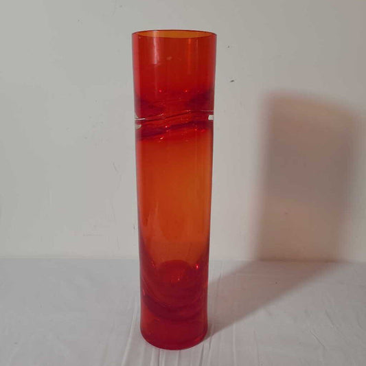 14.5" RED GLASS VASE