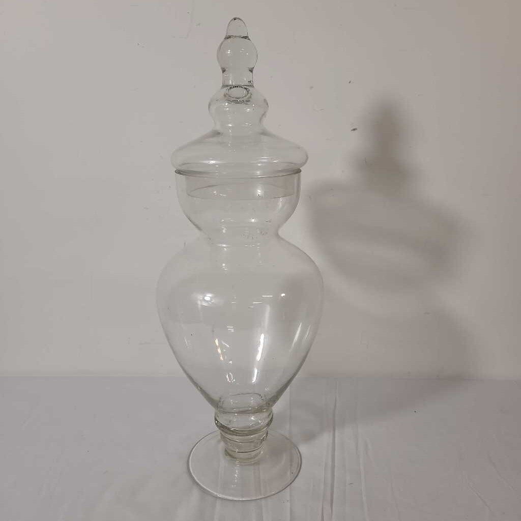 GLASS APOTHECARY JAR W/LID