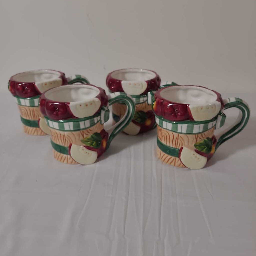 S/4 CERAMIC APPLE MUGS