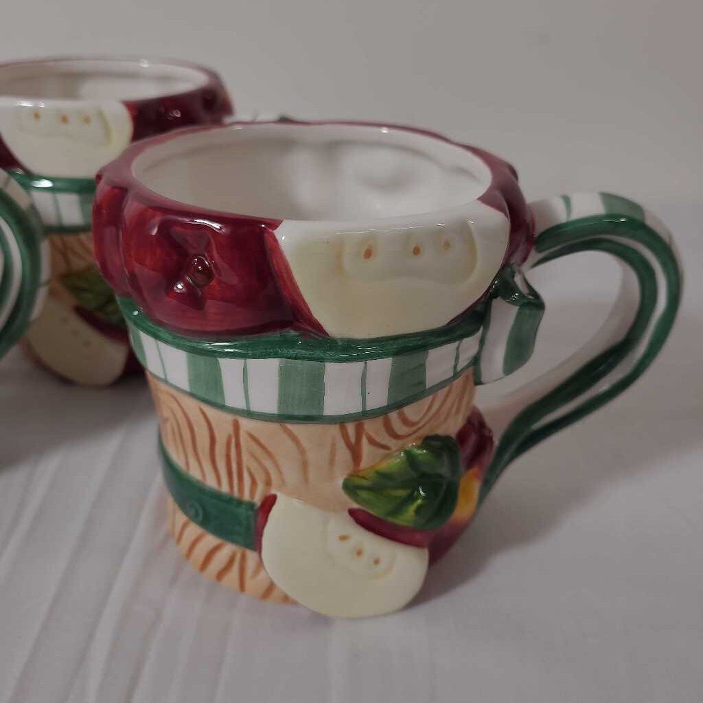 S/4 CERAMIC APPLE MUGS