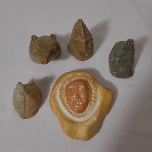 5PC INNUIT SOAP STONE CARVINGS