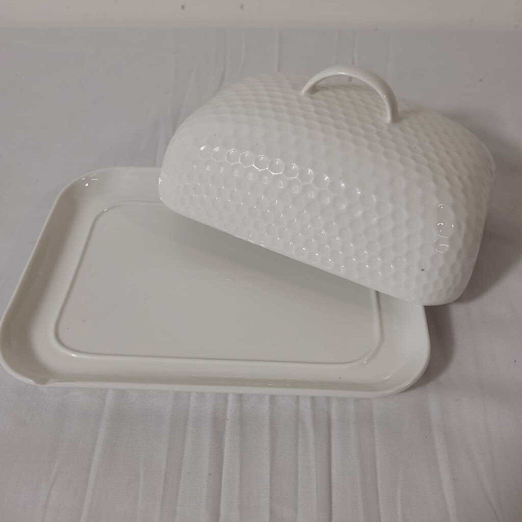 HONEYCOMB TEXTURE COVERED BUTTER DISH