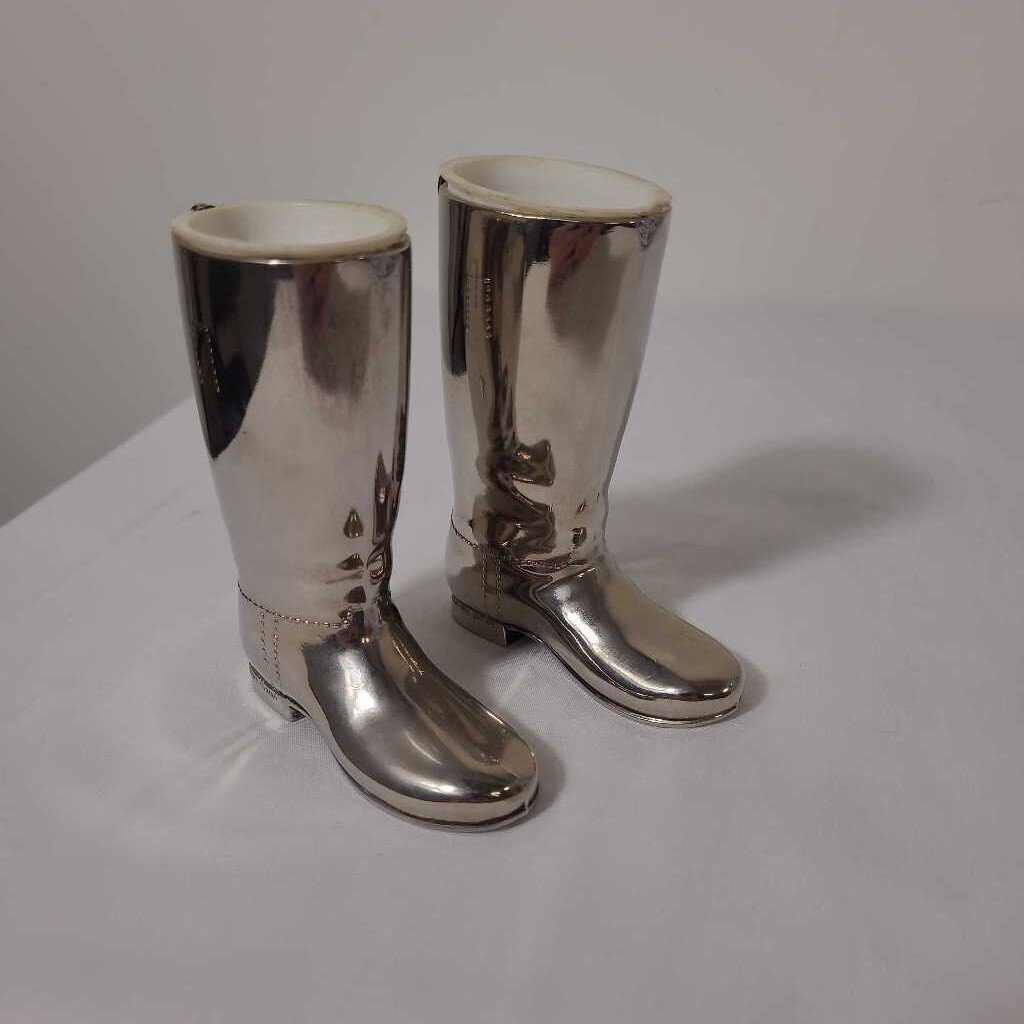 PR VTG SILVER PLATED WHISKY MEASURES BOOTS