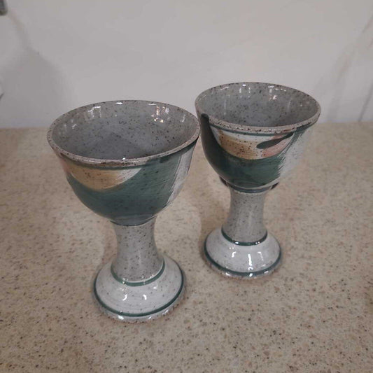 PAIR OF CERAMIC GOBLETS BY TERRY OSBORNE