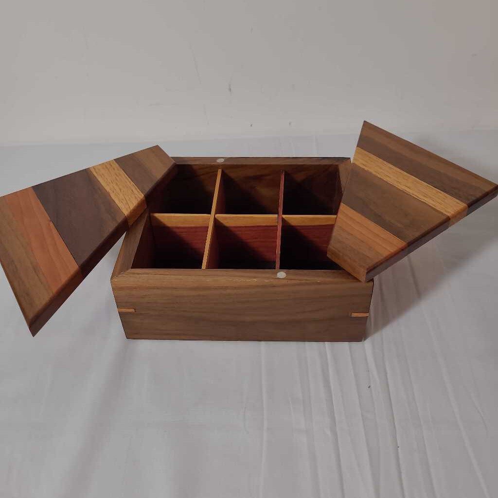 WOODEN BOX W/HIDDEN COMPARTMENTS