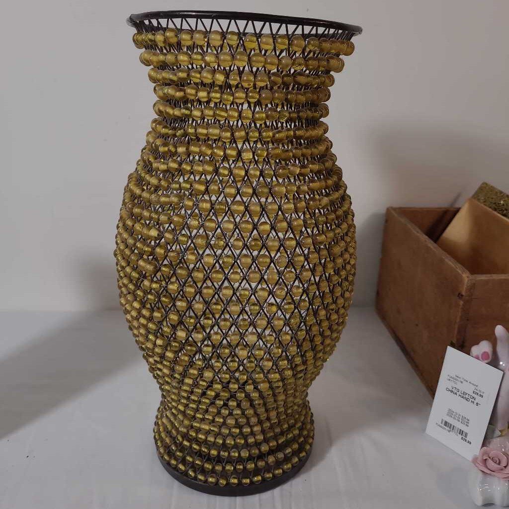 YELLOW BEAD VASE