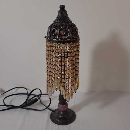 METAL LAMP W/BEADED SHADE