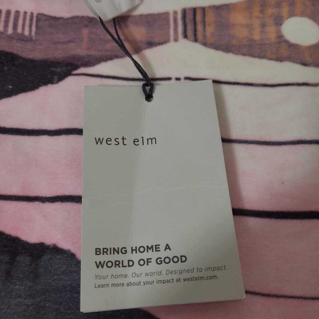 WEST ELM PILLOW COVER VELVETY GREY PINK MULTI