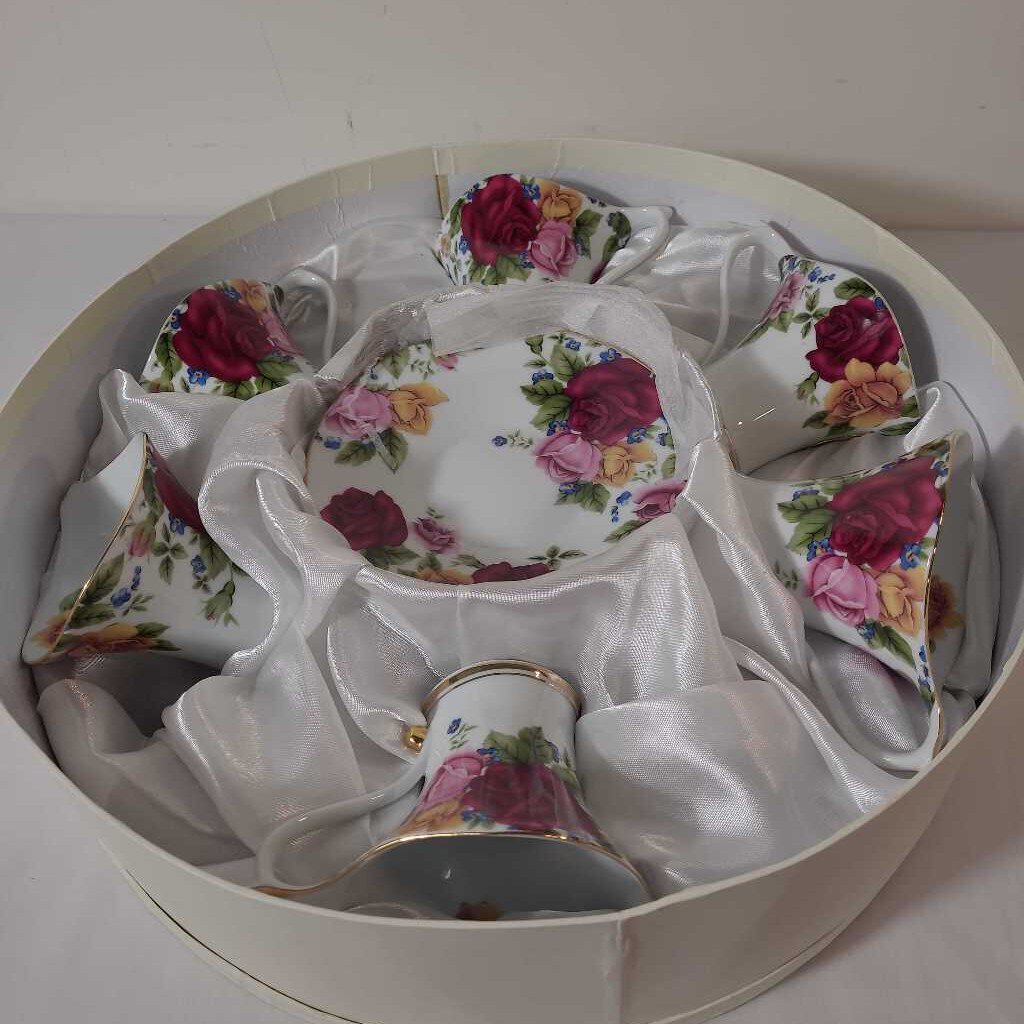 S/6 ADELINE TEACUPS & SAUCERS