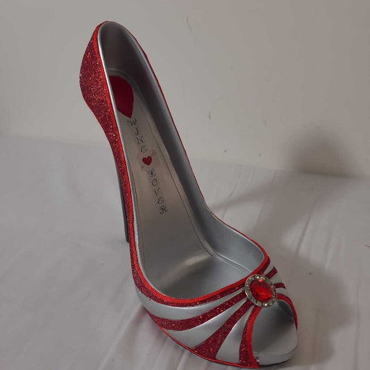 CANDY STRIPE HIGH HEEL WINE BOTTLE HOLDER - BOX