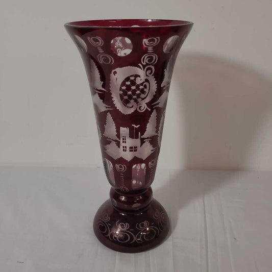 VTG RUBY GLASS VASE